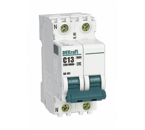 Выключатель автоматический однополюсный ВА-101 1P+N 13А характеристика C 4,5кА  11181DEK  Dekraft