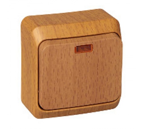 Этюд Бук О/У Выключатель 1-клавишный с подсветкой (сх. 1)  BA10-005T  SE