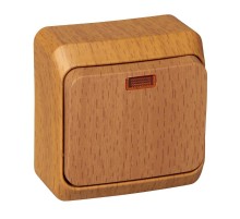 Этюд Бук О/У Выключатель 1-клавишный с подсветкой (сх. 1)  BA10-005T  SE