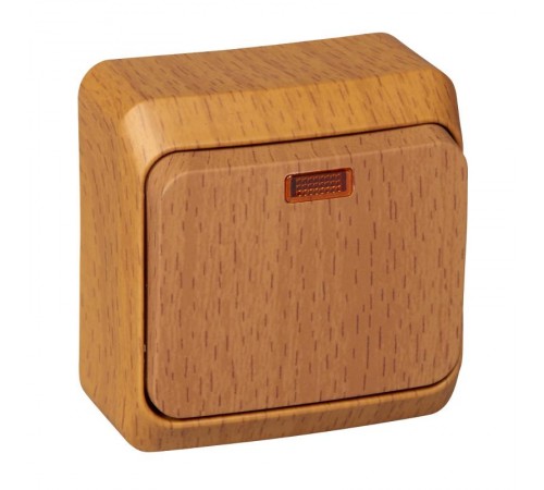 Этюд Бук О/У Выключатель 1-клавишный с подсветкой (сх. 1)  BA10-005T  SE