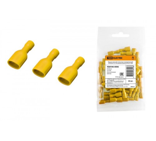 Разъем плоский полностью изолированный РППИ-М 5,5-250 желтый (мама) (50 шт)  SQ0546-0006  TDM