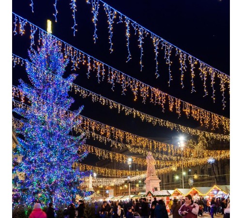 Светодиодная гирлянда ARD-EDGE-CLASSIC-2400x600-CLEAR-88LED-FLASH WARM (230V, 6W)  026005  Arlight