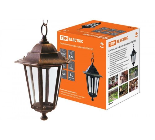 Светильник садово-парковый ЛСУ 6060-15 60Вт ЛН/КЛЛ/LED E27 IP54 шестигранник  SQ0330-0015  TDM