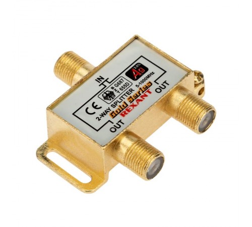 ДЕЛИТЕЛЬ  ТВ "краб" x 2 + 3шт. F   "BOX"  5-1000 МГц  "GOLD"   05-6101-1  REXANT