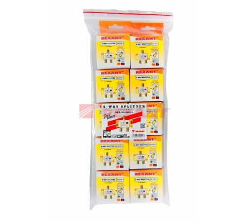 ДЕЛИТЕЛЬ  ТВ "краб" x 2 + 3шт. F   "BOX"  5-1000 МГц  "GOLD"   05-6101-1  REXANT