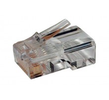 Разъем под витую пару PLUG-8P8C-U-C5-100 RJ-45(8P8C) кат.5e (50 µ"/ 50м.дюй.),универсальный (д. одн. имногож. каб.) (100 шт)  49377  Hyperline