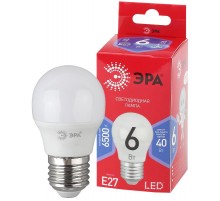 Лампа светодиодная RED LINE LED P45-6W-865-E27 R E27 / Е27 6Вт шар холодный дневной свет  Б0045357  ЭРА