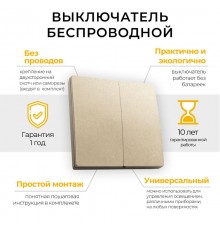 Выключатель дистанционного управления 230V 500W двухклавишный, TM82, золото  41726  FERON