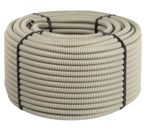 Труба гофрированная ПВХ GOFR-20-100-PVC-T тяжелая серая 20мм с зондом 100м  Б0057954  ЭРА