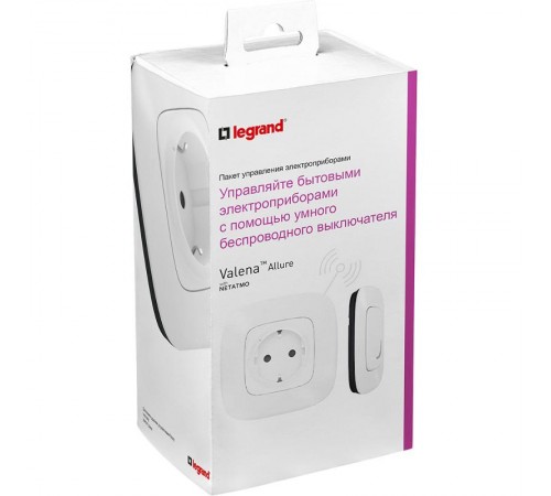 Пакет для управления быт. электроприборами Valena Allure (розетка Умн. с/з 16А 230В+Умн. беспроводн. 1-кл. выкл.) бел. Netatmo  752554  Legrand