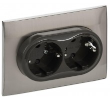 SKANDY Розетка 2-местная с з/к/ш 16А в сб. SK-R07N никель  SK-R24-16-K50-F  IEK