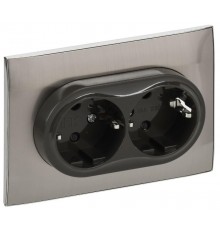 SKANDY Розетка 2-местная с з/к/ш 16А в сб. SK-R07N никель  SK-R24-16-K50-F  IEK