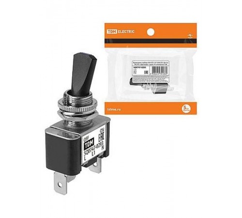 Выключатель-тумблер ASW-07D-2 1P 12В AC/DC 30А (3c) ON-OFF с фиксацией с синей LED подсветкой   SQ0747-0293  TDM