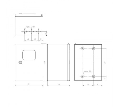  Щит с монтажной панелью металлический ЩМПг (окно)-00 IP54 (290х220х175) SIMPLE  Б0041659  ЭРА