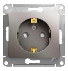Glossa Платина Розетка с заземлением со шторками  GSL001245  SE