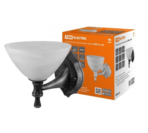 Светильник НББ 21-60-1731 УХЛ4 (черный под серебро, плафон конус алебастр)  SQ0370-0208  TDM