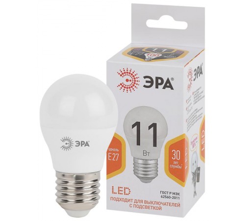 Лампа светодиодная LED P45-11W-827-E27  Б0032987  ЭРА