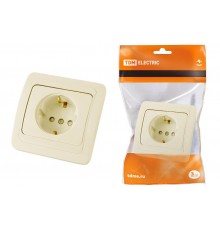 Розетка 2П+З 16А  c защитными шторками сл. кость "Валдай"  SQ1804-0124  TDM