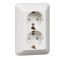 ПРИМА С/У Белый Розетка 2-ая с/з с защитными шторками 16А (в сборе)(опт.упак.)  RS16-212-B  Schneider Electric