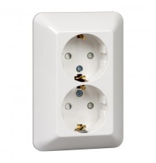 ПРИМА С/У Белый Розетка 2-ая с/з с защитными шторками 16А (в сборе)(опт.упак.)  RS16-212-B  Schneider Electric