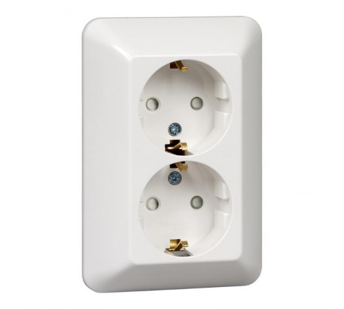 ПРИМА С/У Белый Розетка 2-ая с/з с защитными шторками 16А (в сборе)(опт.упак.)  RS16-212-B  Schneider Electric