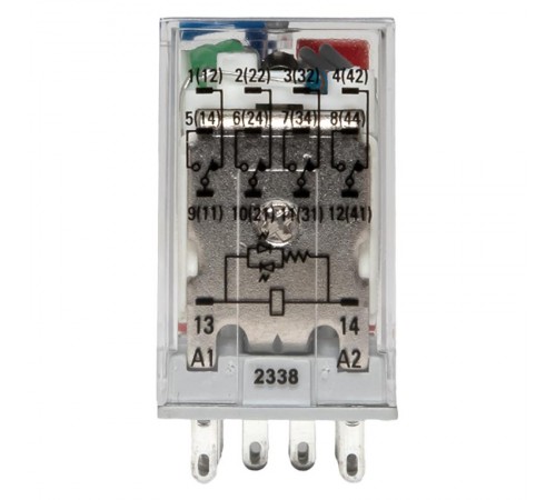 Реле промежуточное с кнопкой и мех. Индикацией RPAt 22/4 5A 110В DC  AVERES rpat-22-4-110DC EKF