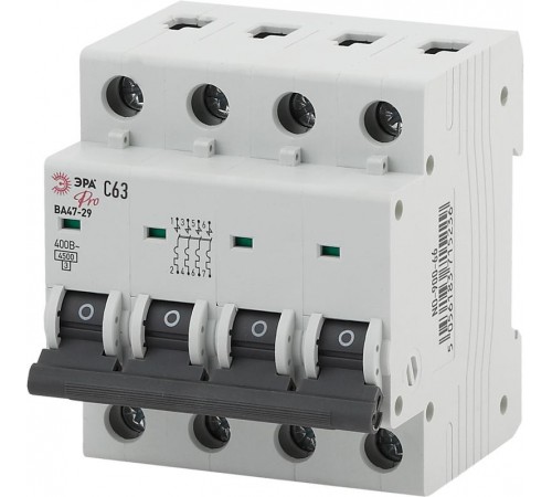 Выключатель автоматический четырехполюсный Pro NO-900-66 ВА47-29 4P 63А кривая C  Б0031784  ЭРА