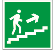 Знак безопасности BL-2915B.E15"Напр. к эвакуац. выходу по лестн. вверх (прав.)"  a16654  Белый свет