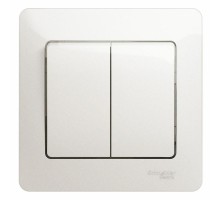 Glossa Перламутр Выключатель 2-клавишный, сх.5, 10АХ (в сборе)  GSL000652  SE