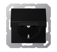 Розетка SCHUKO®, с защитой от детей, с крышкой; термопласт; черный матовый  A1520BFKIKLSWM  Jung