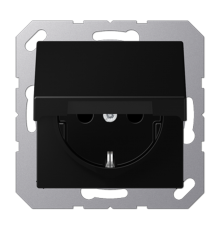 Розетка SCHUKO®, с защитой от детей, с крышкой; термопласт; черный матовый  A1520BFKIKLSWM  Jung