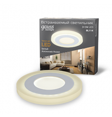 Светильник светодиодный встраиваемый Backlight BL114 Кругл. Акрил, 3+3W, LED 3000K, диам. 105,  BL114  Gauss