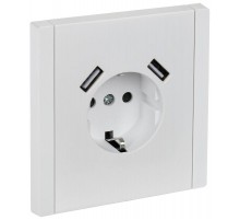 FORTE&PIANO Розетка с заземлением, со шторками в/к 16А USB A+A 3,1А FP245 белый  FP-R14-16-U21-D31-K01  IEK