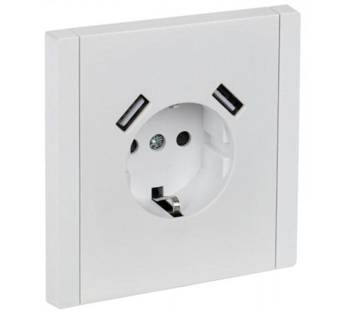 FORTE&PIANO Розетка с заземлением, со шторками в/к 16А USB A+A 3,1А FP245 белый  FP-R14-16-U21-D31-K01  IEK