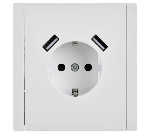 FORTE&PIANO Розетка с заземлением, со шторками в/к 16А USB A+A 3,1А FP245 белый  FP-R14-16-U21-D31-K01  IEK