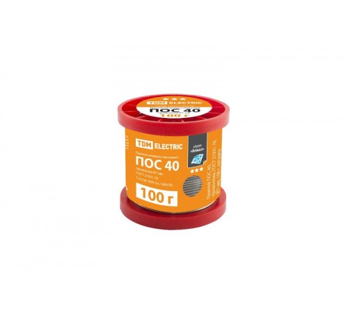 Припой ПОС 40, проволока, ГОСТ 21931-76, 1 мм, 100 г, катушка, серия "Алмаз"  SQ1025-0320  TDM