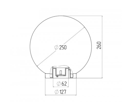Светильник садово-парковый НТУ 01-60-252 без опоры, шар прозрачный D=250 mm  Б0048048  ЭРА