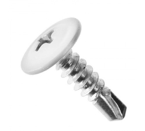Саморез 4,2x19 с прессшайбой, сверло, цинк RAL 9003 Белый (1000 шт/уп)  PR08.9219  Промрукав