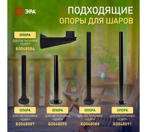 Светильник садово-парковый НТУ 01-60-252 без опоры, шар прозрачный D=250 mm  Б0048048  ЭРА