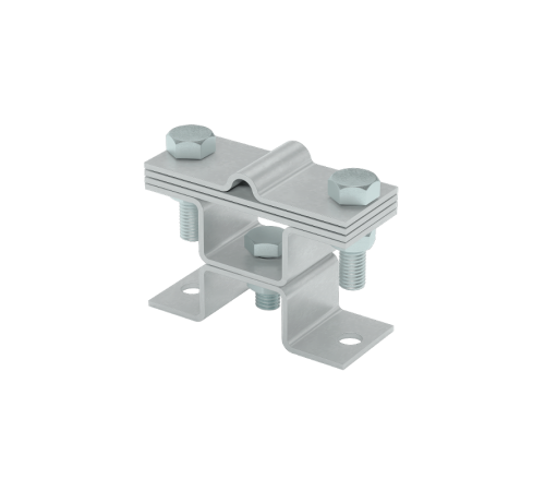 Универсальный держатель на мостовой опоре двойной для прутка D5-8 мм и полосы до 40 мм с 3 пластинами HD  XUDMO3-D5-8-B40 HD  КМ - профиль