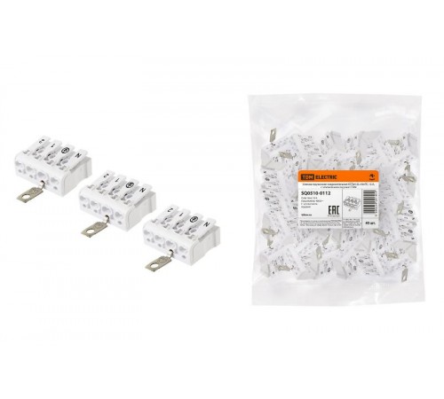 Клемма пружинная соединительная КСПз4-2L+N+PE, 16 A, с заземлением подвинт  SQ0510-0112  TDM