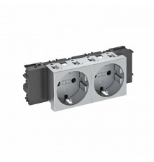 Розетка двойная 0° Modul45connect с з/к, 250 В, 16A (серебристый) (STD-D0C AL2)  6120372  OBO Bettermann