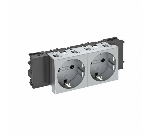 Розетка двойная 0° Modul45connect с з/к, 250 В, 16A (серебристый) (STD-D0C AL2)  6120372  OBO Bettermann