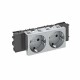 Розетка двойная 0° Modul45connect с з/к, 250 В, 16A (серебристый) (STD-D0C AL2)  6120372  OBO Bettermann
