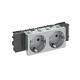 Розетка двойная 0° Modul45connect с з/к, 250 В, 16A (серебристый) (STD-D0C AL2)  6120372  OBO Bettermann