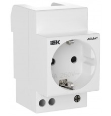 ARMAT Розетка на DIN-рейку 45мм с заз. с защ. шторками 16А  AR-SOD-G-GND-S-016  IEK