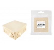 Коробка распределительная о/п 80х80х50мм, крышка, IP54, 7вх., сл. кость, инд. штрихкод  SQ1401-0932  TDM