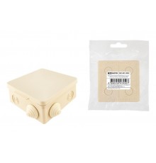 Коробка распределительная о/п 80х80х50мм, крышка, IP54, 7вх., сл. кость, инд. штрихкод  SQ1401-0932  TDM