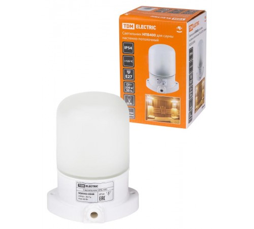 Светильник для бань и саун  НПБ 400 60Вт ЛН E27 IP54 настенно-потолочный белый  SQ0303-0048  TDM