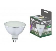 Лампа светодиодная MR16-7 Вт-12 В -3000 К-GU 5,3 SMD (с матовым стеклом)  SQ0340-0061  TDM